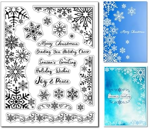 Christmas Snowflake Clear Stamps Set - For Card Making, Journaling, Scrapbooking & Winter Crafts