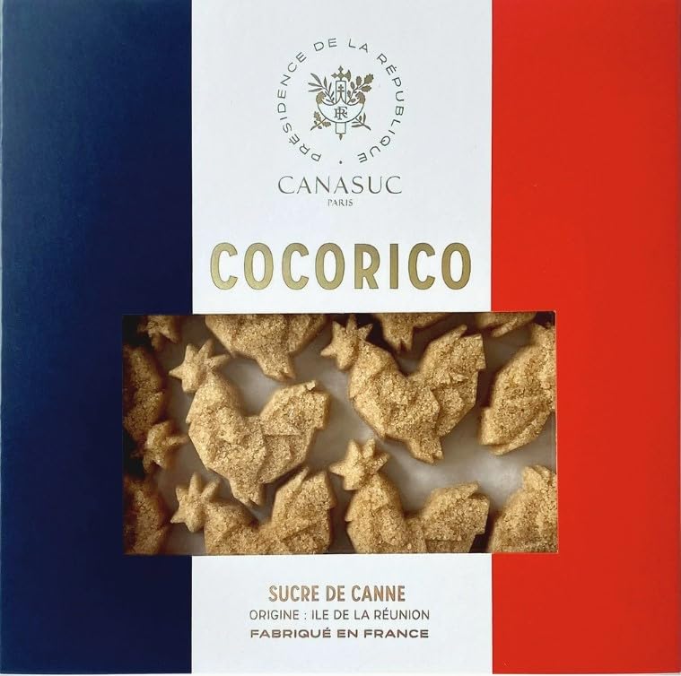 Canasuc Cocorico (French Roosters) Pur Sucre de Canne, Assorted 3D Molded Brown Cane Sugars, 6.4 Oz, Made in France