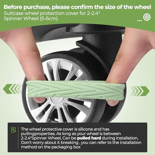 Image of 8Pcs Upgrade Luggage Wheel Covers,Essential Travel Accessories, Green, Soft, Silent. Protect Luggage Wheels
