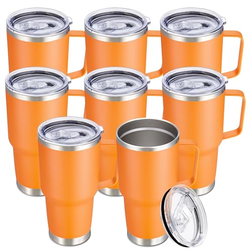 Image of 30 oz Stainless Steel Tumblers Bulk with Handle and Lid, 8 Pack