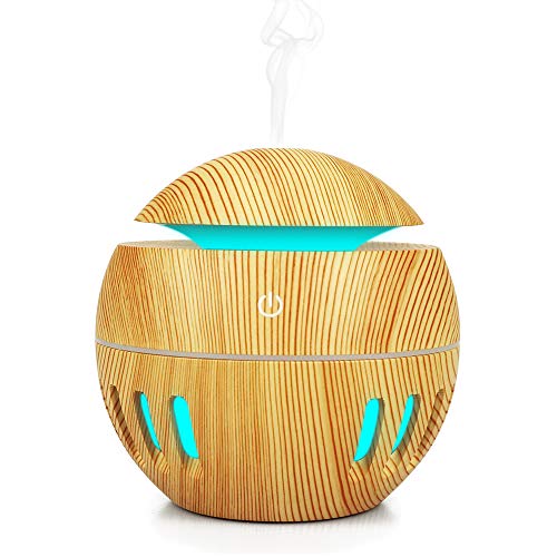 Andoer Umidificador de ar USB difusor de óleo de aroma Cool Mist Maker madeira que muda de cor LEDs