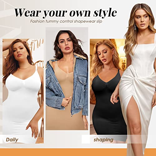 X-Large Womens Shapewear Full Slip For Under Dresses Tummy Control Shapewear Slip For Under Dress Seamless Body Shape #TOP3