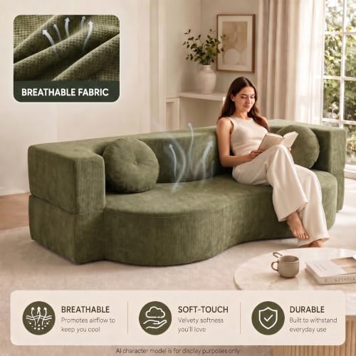 Sofá cama con 2 cojines perfecto para optimizar el espacio en tu salón u oficina 6