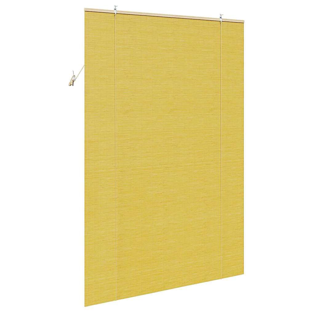 Estor enrollable de bambú amarillo, 150 x 220 cm, resistente a los rayos UV, filtro de luz, montaje versátil, ideal para proteger la privacidad del salón, dormitorio, cocina, con diseño de