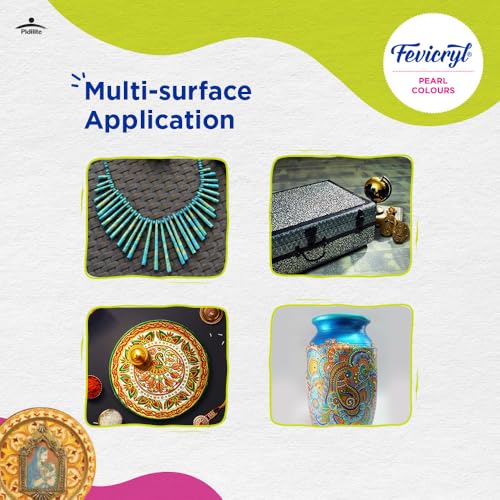 Fevicryl Acrylic Colours Pearl Kit | 6 Colours x 10 ml | DIY Paint, Rich Pigment | Multicolour & Multi-Surface | Non-Cracking Paint for Canvas, Wood, Leather, Earthenware, Metal - Image 3