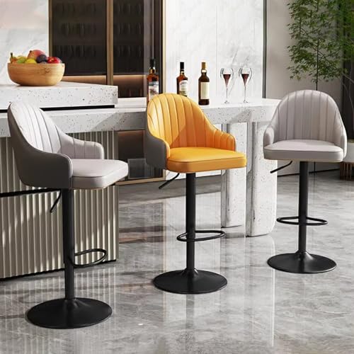 Tabouret de bar pivotant et réglable en cuir PU avec dossier pour îlot - 5