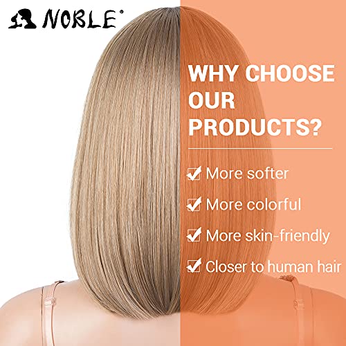 Noble Honey Blonde Lace Front Bob Wigs For Women T Part Hd Lace Front Wigs With Brown Roots Synthetic Long Bob Wigs For Party And Daily Use (Ombre Brown Blonde With Dark Root Color) #TOP3