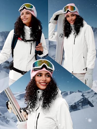 Free Soldier Giacca Impermeabile Da Ski/Neve Donna, Foderata In Pile, Calda Per L'inverno Con Cappuccio E Cuciture Completamente Sigillate Bianco, L - 2