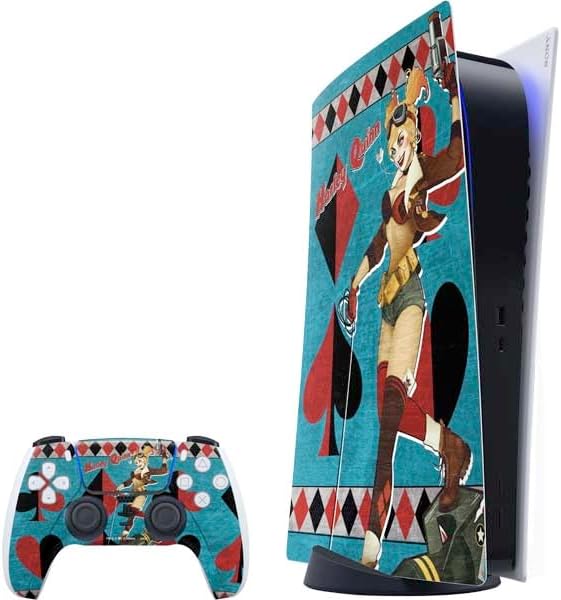 Skinit Decal Gaming Skin Compatible with PS5 Bundle - Officially Licensed DC Comics Harley Quinn Playfull Pose Design