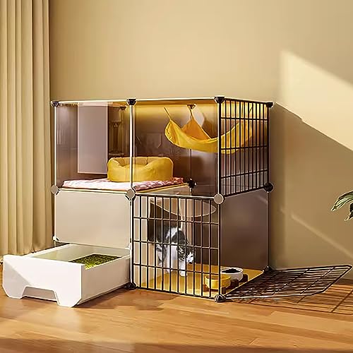 UQACHG Jaula para Gatos De Interior, Recinto para Gatos, Perreras para Gatos, Jaula Plegable para Mascotas, Caja De Arena Independiente, Perreras De Alambre, Fácil,75 * 39 * 73cm/30 * 15 * 29