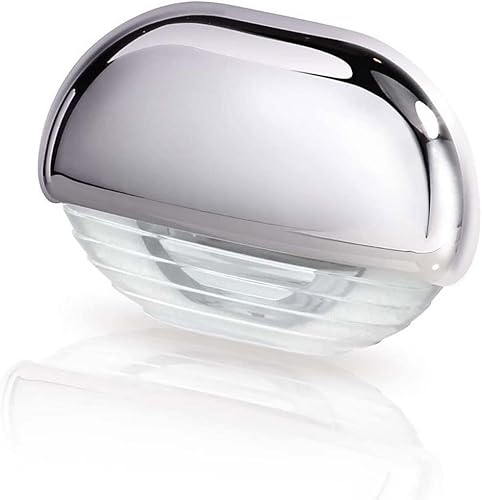 HELLA 958126001 Serie 8560 Multivolt blanco 12-24V DC LED luz de paso con lente transparente y tapa de plástico cromado, 1 paquete