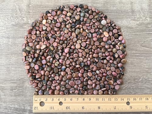 Image of GAF TREASURES 2 oz Lot Natural Semi Tumbled Rhodonite Gemstone Chips, Crushed Mini Rhodonite Crystals, Undrilled Crystal Chips (Rhodonite)
