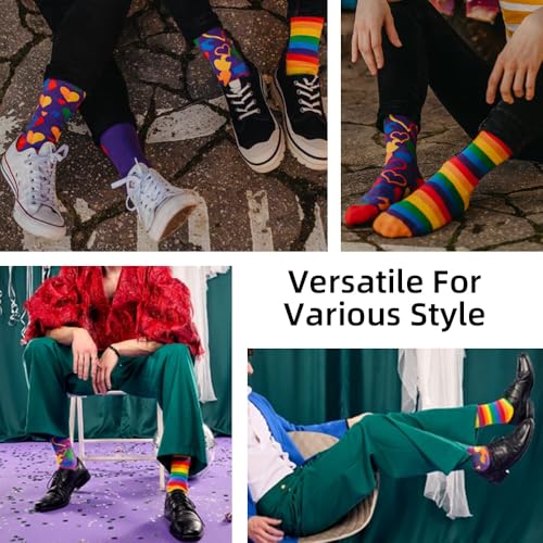 Image of Rainbow Socks for Women, Funky Cute Heart Crew Socks for Adults, Novelty Gifts for Women, LGBT