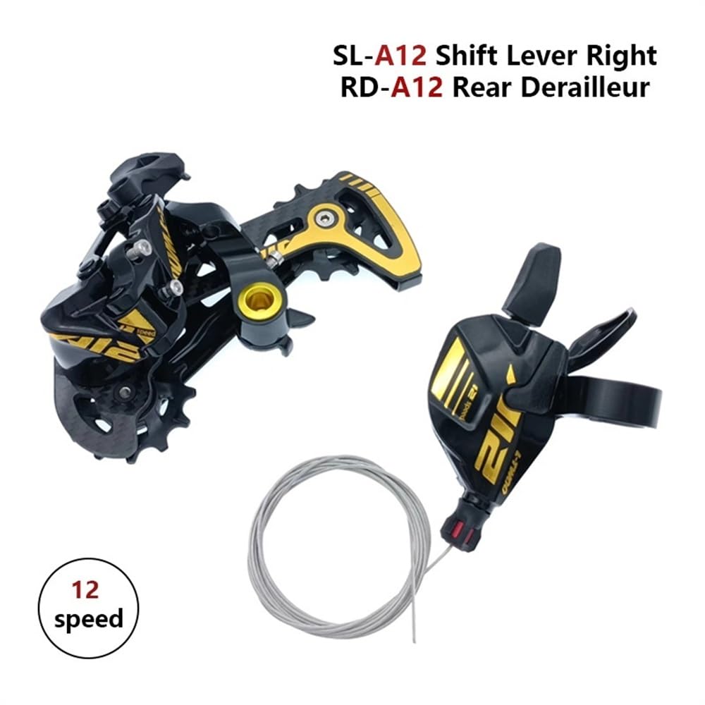 Desviadores AT12 MTB Bike Bicycle Groupset 1X12Speed ​​Trigger Shift Palanca y desviador Trasero Desviador Trasero(AT12 SL Gold)