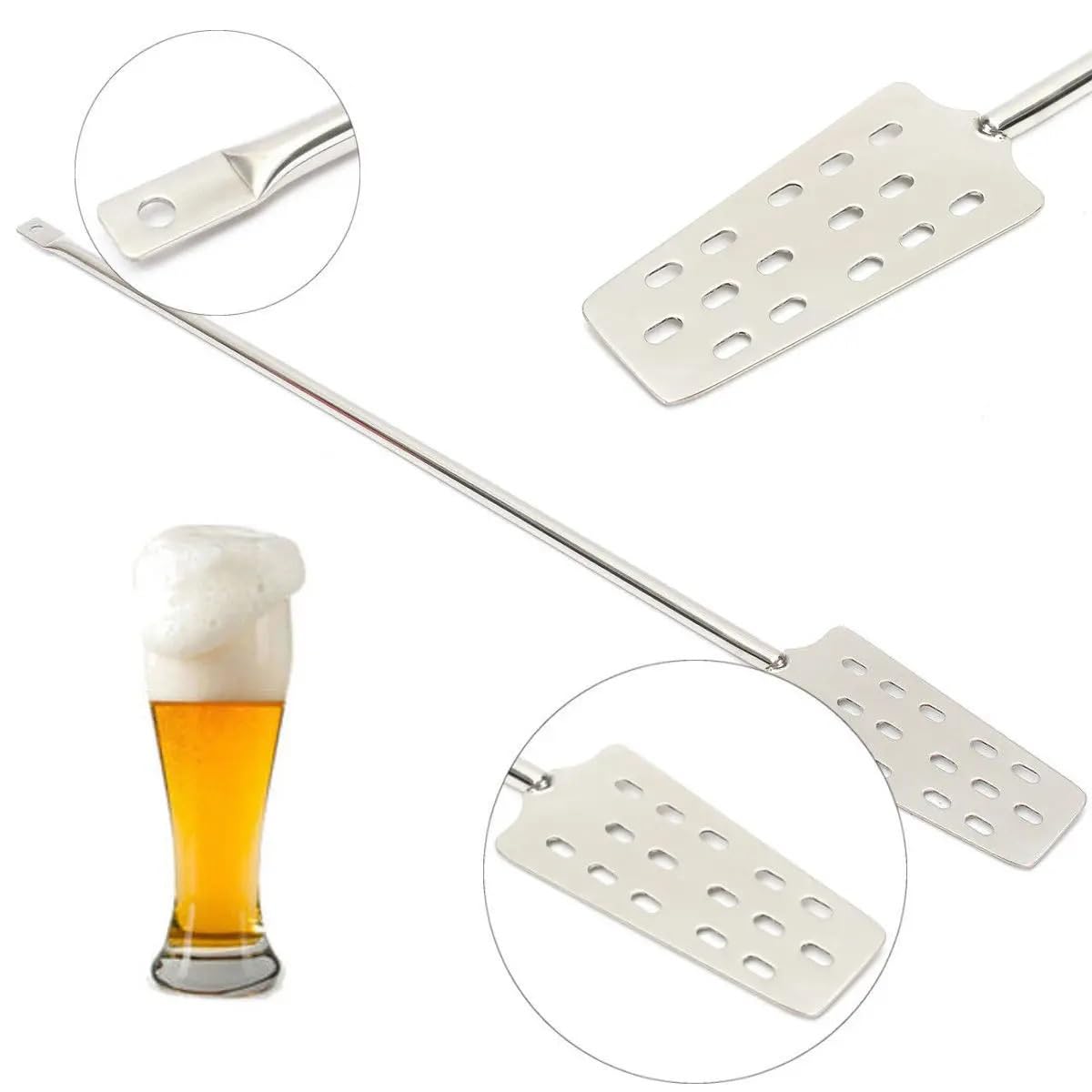 Birra Vino Agitatore Birra Agitatore. Paletta di agitazione in Acciaio Inossidabile 304 da 24 Pollici con 15 Fori for Tino di ammostamento for Birra, Vino e Birra Fatta in casa