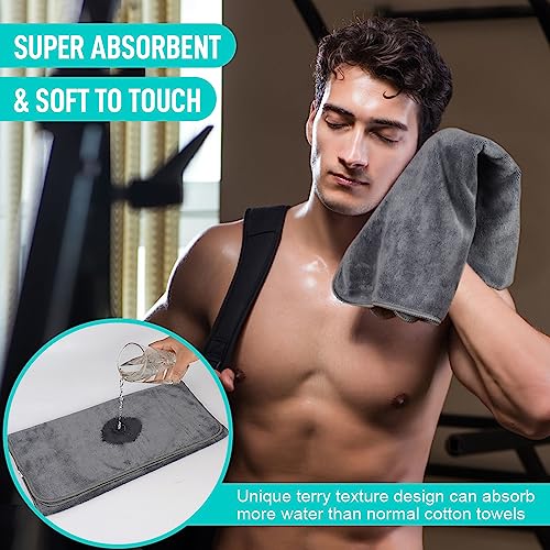 SINLAND Microfiber Gym Towels Sports Fitness Workout Sweat Towel Super Soft and Absorbent 3 Pack 40cmx80cm - Image 4