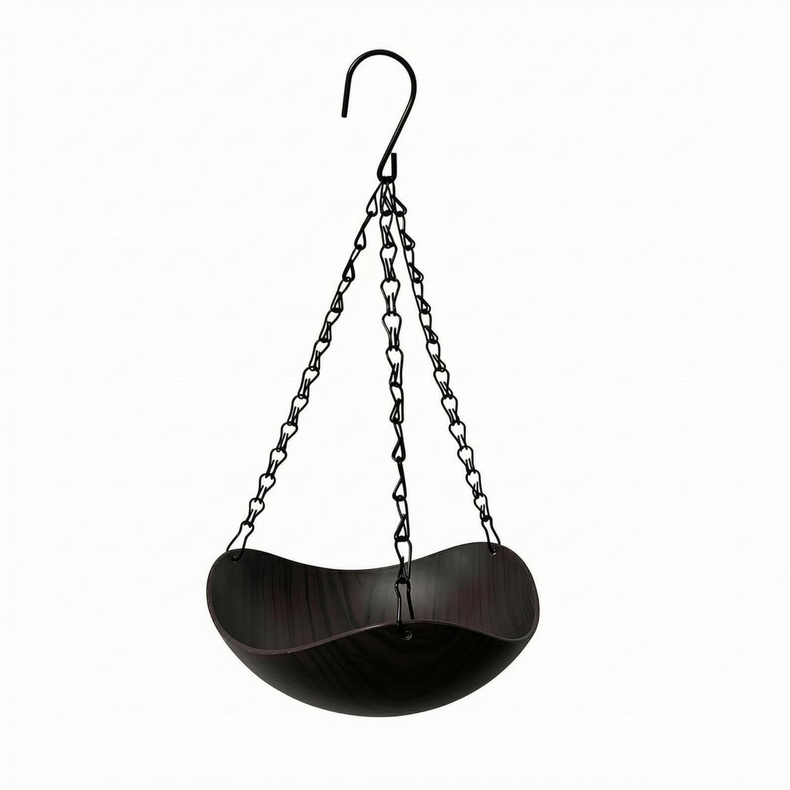 Hanging Bird Bath Bowl Wood-Grain Finish Suspended Bird Bath Chain Support for Garden Dark Wood Grain|Home & Garden| Yard, Garden & Outdoor Living| Bird & Wildlife Accessories| Birdbaths-image-36