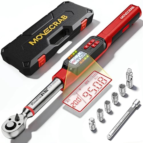 MOVECRAB 3/8 Digital Angle Torque Wrench 5-99.6 Ft.lb 2% Accuracy 8pcs