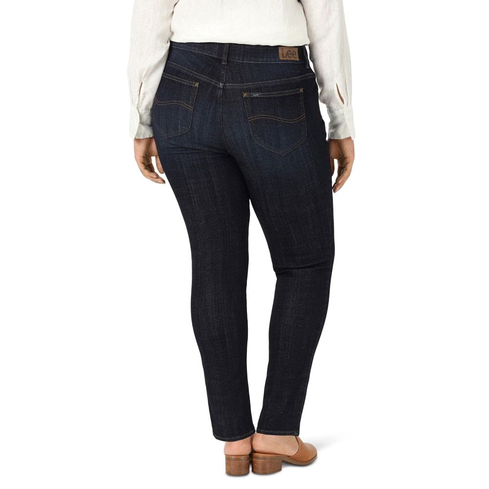 Lee Plus Size Slim Fit Skinny Leg Midrise Jean Jeans, Blackout, 48/Grande Largo para Mujer