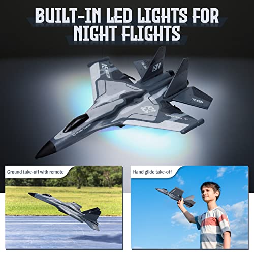 Skyylinetek Rc Jet 2.4 Ghz Rc Plane With Smart Gyroscope System, Dual-Motor, And Led Lights,F-22 Raptor Fighter Jet Toy, Epp Foam Rc Glider, Great Remote Control Plane For Beginners, Kids, And Adults #TOP2