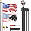 Gientan 20FT Sectional Super Thick Flag Pole Kit, Heavy Duty 13 Gauge Aluminum in Ground Flagpole with 3x5 American Flag for Residential or Commercial, Black