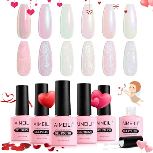 AIMEILI Gel Nail Polish Soak Off U V LED Hema Free Pearl Gel Poli...