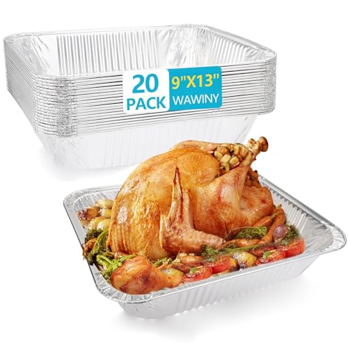 Image of 9x13 Thickened Aluminum Foil Pans, 20Pack Extra Deep Disposable Aluminum Pans for Roasting, Baking, Cooking, Food Prep, Chafing, Steam Table, Oven, Cake, and Party Catering.