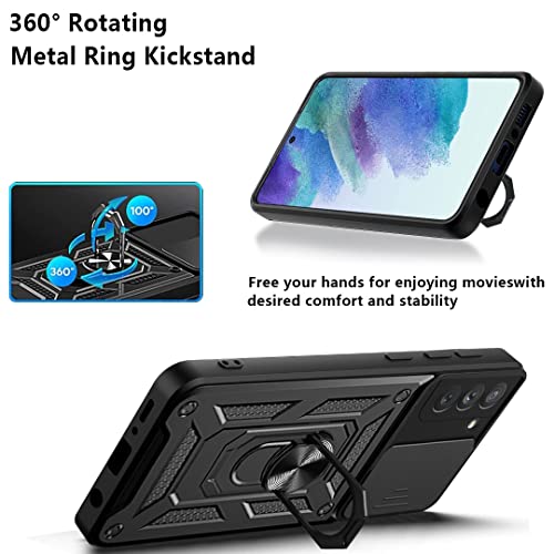 Image of Generic Gizzo India Armor Case Compatible With Samsung S21 Fe 5G|Military Grade Protection|Magnetic Stand 360|Camera Protection|Anti-Scratch|Anti-Fingerprint|Multi-Layer Protection (Black)-Tpu+Plastic