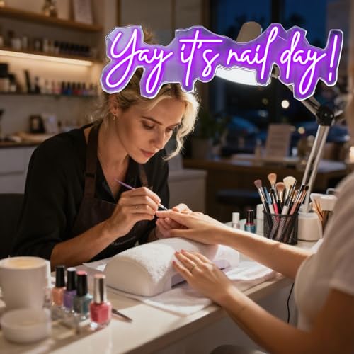 Image of Yay It's Nail Day Neon Sign for Wall Decor 16.5x6.3In