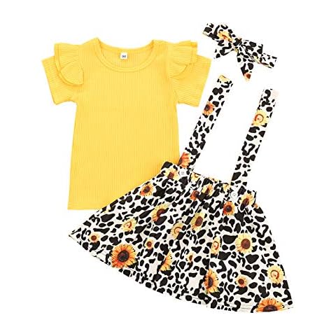 Conjunto de 2 piezas para niñas de manga corta con volantes y tirantes Geagodelia Cover