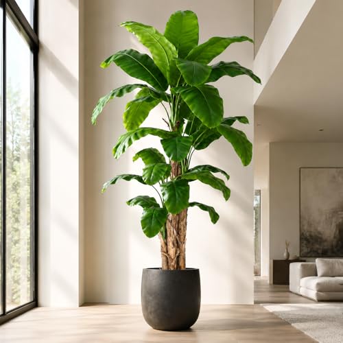 Image of 10ft Extra Tall Artificial Banana Tree, Fake Banana Leaf Plant with 27 Faux Banana Leaves, Perfect for Home Indoor Outdoor Patio Office Tropical Decor