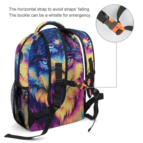 Wild Wolf Watercolor Funny Backpack Casual Daypack Lightweight Shoulders Bag for Men Women Cute Print3