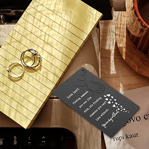 Anniversary Wallet Card Gift for Him Husband Hubby Boyfriend Anniversary Stainless Steel Card Insert for Groom Fiance Wedding for Birthday Christmas From Wife Girlfriend Love Note (Black) XCD12