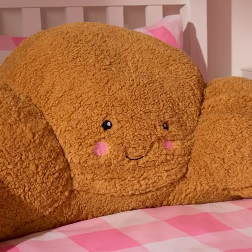 Ohs Reading Pillow For Bed Adult, Croissant Cuddle Cushion Supportive Soft Cosy Teddy Fleece Kids Cushions With Arms Snuggle Hug Pillow Relaxing At Home, Brown - 45 X 40 X 30Cm - 8