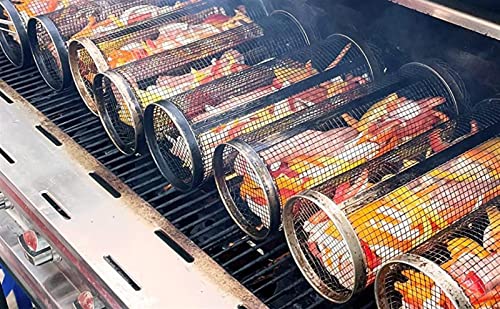 Panier à griller roulant barbecue acier inoxydable légumes et viandes - 5