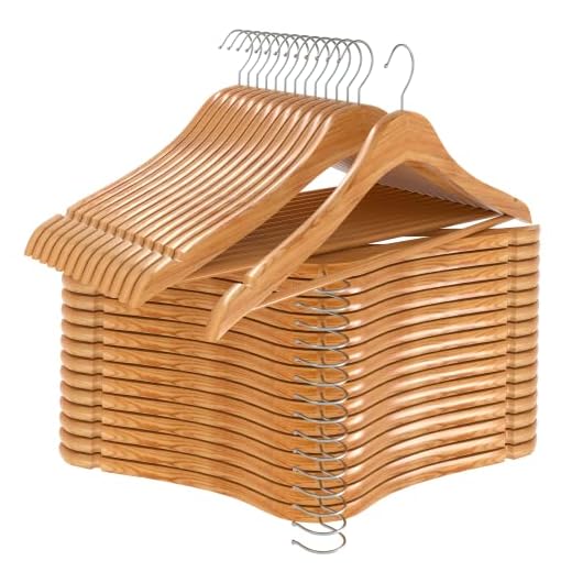 Utopia Home Premium Wooden Hangers 30 Pack - Durable & Slim Coat Hanger - Suit Hanger with 360-Degree Rotatable Hook - Wood Hangers with Shoulder Grooves (Natural Color)