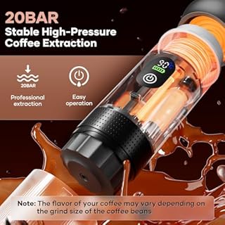 Portable Coffee Maker Espresso Machine Small Electric Battery Operated Coffee Cup Mini Espresso Machines Self-Heating Car Travel Espresso Pod Maker, 3-IN-1 Ground Coffee & NS Capsule Hiking Camping