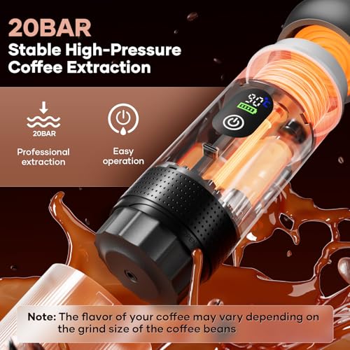 Image of Portable Coffee Maker Espresso Machine Cafetera Portatil Personal Rechargeable Coffee Maker Small for Travel Camping usb-c Battery Espresso Maker, 3-IN-1 Compatible with Ground Coffee & NS Capsule