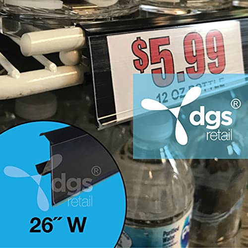 Shelf Label Holder, 50 Pack Shelf Strip Price Tag Holder for 7/8”H Double Wire Shelving Refrigerated Case Cooler Shelf, PVC Plastic Clear Cover, Black Back 26”L and 1.25”H