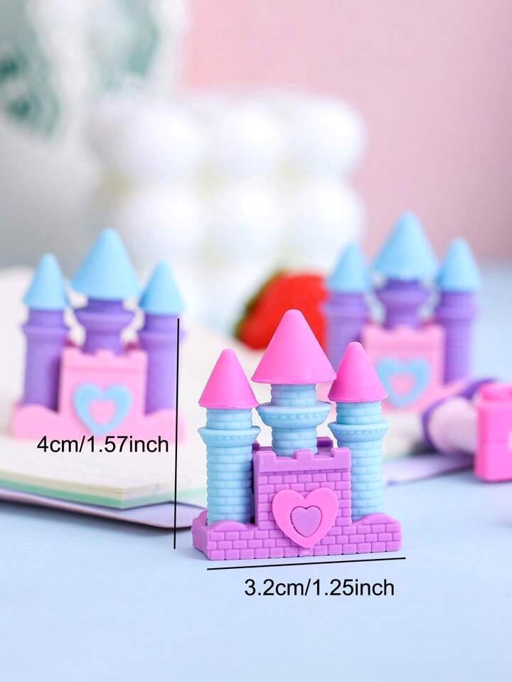 Image of AK Store (Pack of 4) 3D Cute Cartoon Shape Rubber Pencil Erasers, School Stationery for Kids, Boys Girls, Birthday Return Gifts (Princess Castle)