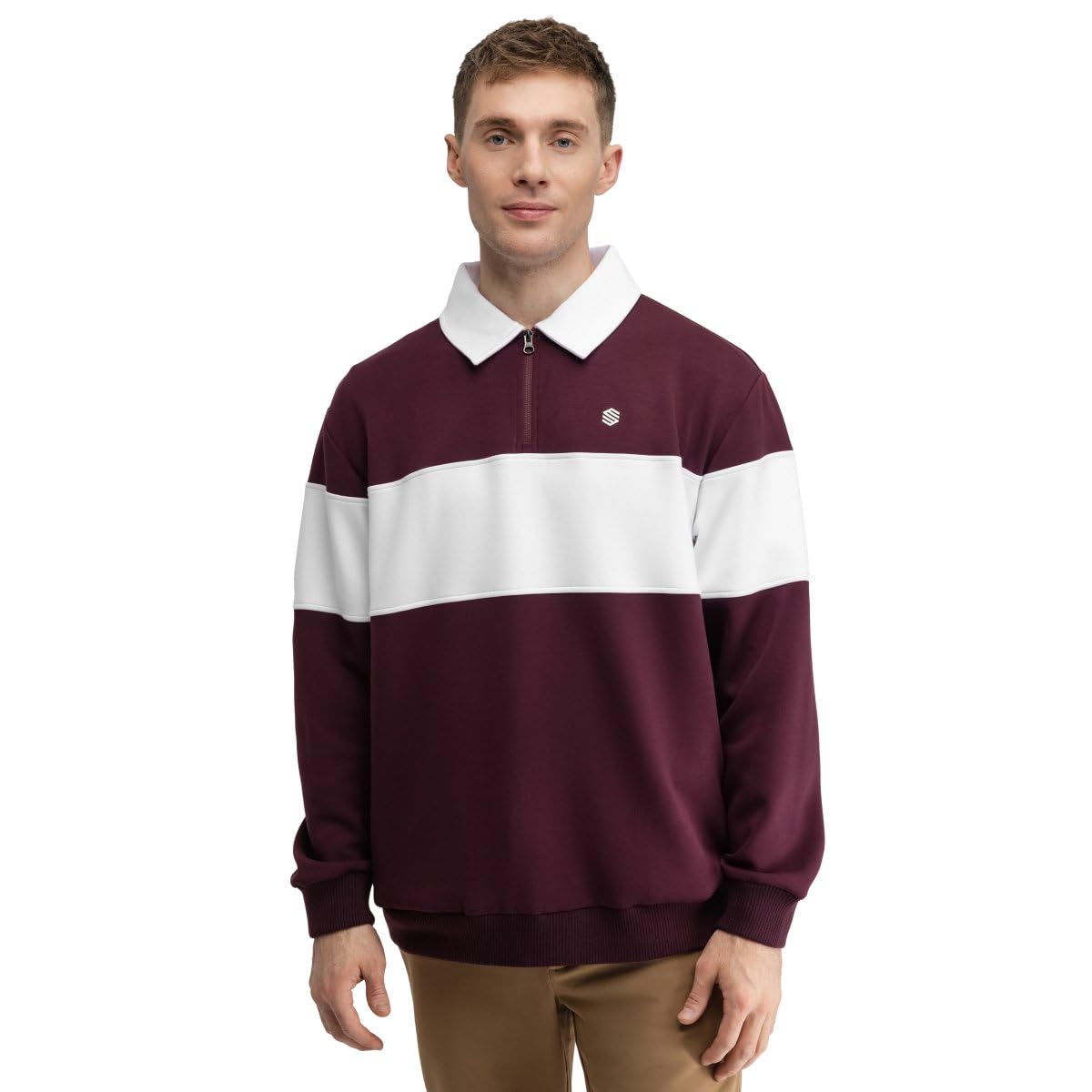 SIROKO Felpa da golf con mezza cerniera, Eagle Cherry rossa