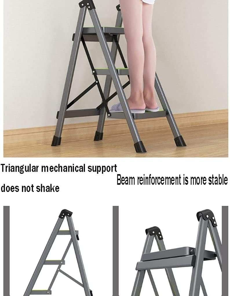 Step Ladder 4 Step Ladder Iron Folding Ladder Telescopic Ladder Step Stool Extension Ladder for Indoor and Outdoor Work Folding Ladder Telescopic Ladder(Color:Orange)