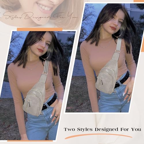 Image of SUOSDEY Sling Bags for Women Crossbody Leather Sling Backpack Chest Bag Shoulder Bags for Casual Traveling Hiking Cycling