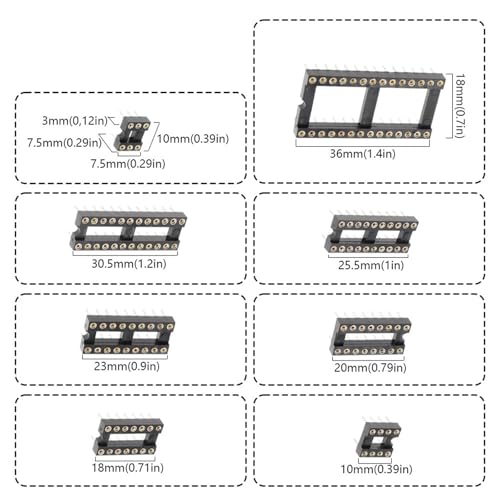 Connecteur DIP14 DIP16 broches pas 2.54mm, support circuit intégré plat