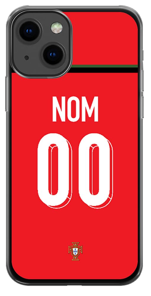 CS Coque Football Portugal Maillot Domicile 2024 à Personnaliser Non Numéro Joueur de Football Contour Souple en TPU Silicone pour iPhone 13