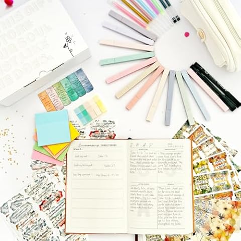 Bible Journaling Kit, Bible Study Supplies, No Bleed Bible Highlighters Bible Pens, Bible Tabs, Sticky Notes, Pencil Case, Bible Study Journal, Bible Journaling Kit for Gift Perfect Gift for Women Men Cover