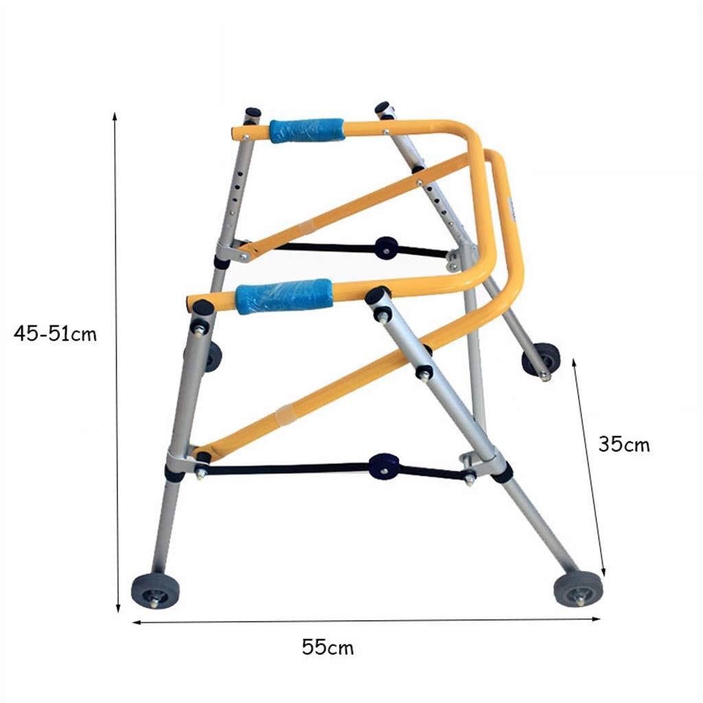 Rollator Walker, czterokołowy aluminiowy, składany, medyczny pomocnik do chodzenia dla dzieci, niepełnosprawnych lub innych osób niskiego wzrostu – regulowana wysokość: 45-51 cm/18