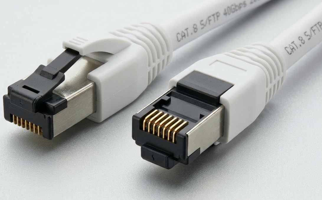 Cavo di rete CAT 8.1, 2 m, bianco, 10 pezzi, cavo patch RJ45 LAN, 40 Gbit/s, 2000 MHz, F/FTP PiMF, LSZH, cavo Ethernet Gigabit ad alta velocità