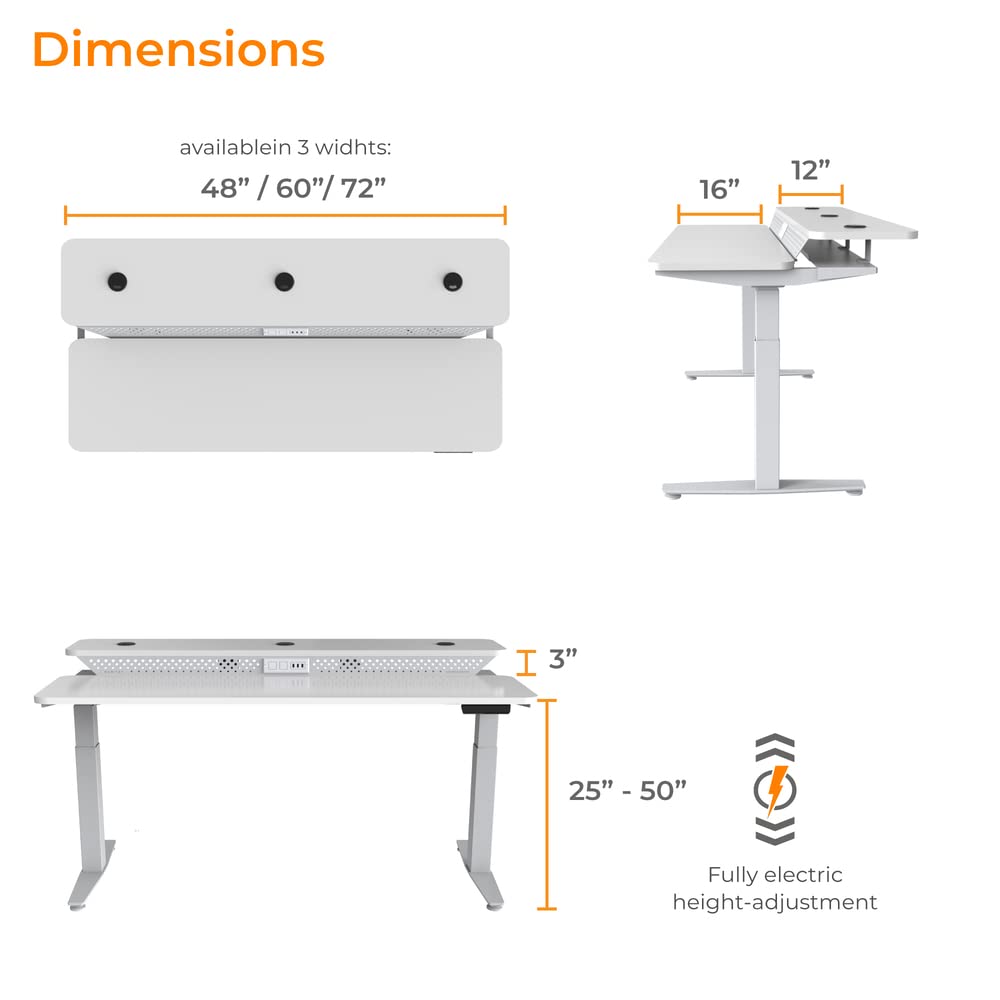 VERSADESK 60 Wide Powerlift Split-Level Electric Standing Desk Height Adjustable Sit Stand Desk for Work Office or Home — view 3