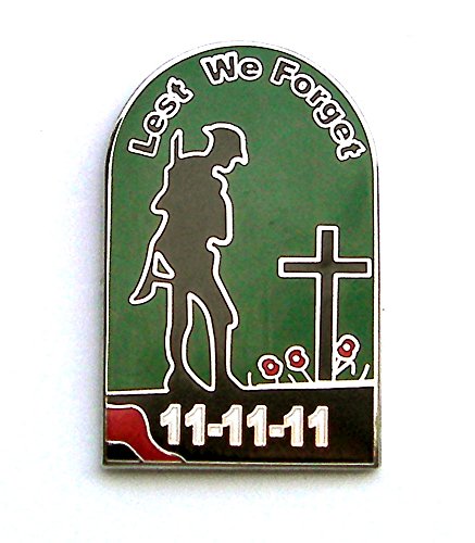 "LEST WE FORGET" LAPEL BADGE WITH POPPY DESIGN - Remembrance Day, UK Seller